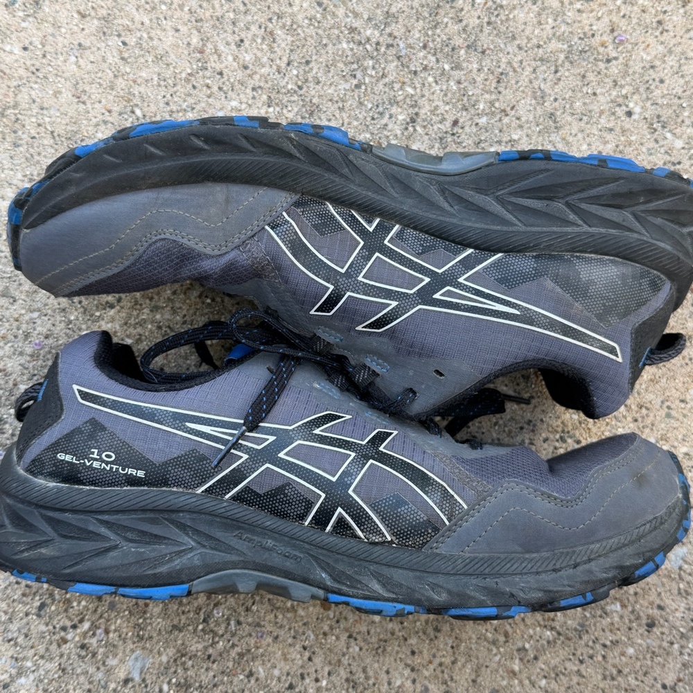 ASICS Gel Venture 10 Mens Size 10 Trail Running Shoes Blue Black 1011B967